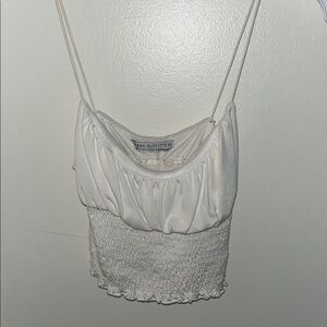 Urban Outfitters White Smocked Crop Top